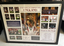 England Rugby World Cup Champions Signed 2003 Martin Johnson Framed Memorabilia