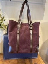 Fairfax & Favor Plum Suede Leather Gatcombe Tote Handbag Bag - Discontinued 