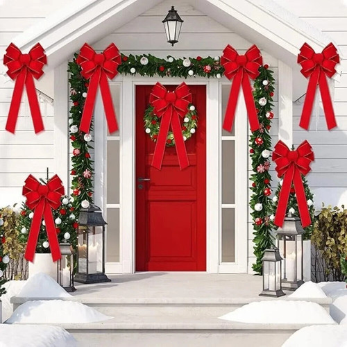 Christmas bows red - christmas, outdoor