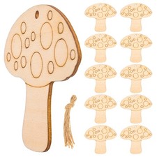  10 Pcs Wooden Mushroom Garden Mushrooms Ornaments Hanging Decoration