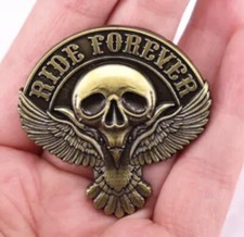 BIKER MOTORCYCLE HEAVY RIDE FOREVER PIN BADGE 