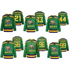 Mighty Ducks Movie Men's Jersey All Numbers Hockey Jersey Stitched Sewn Green🌟
