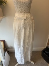 Full Circle Linen Trousers Pants Wide Leg White 32” L 