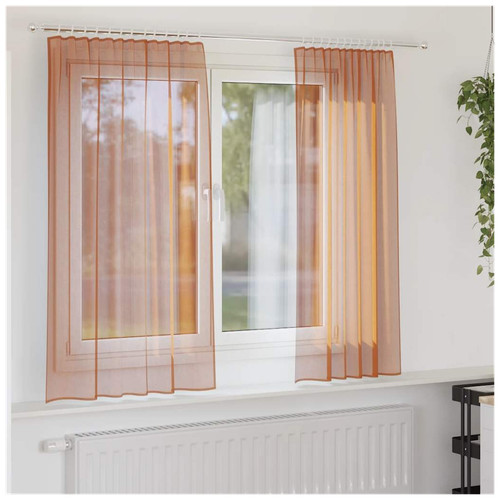 Voile curtain panel - panel, terracotta