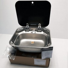 RV CARAVAN CAMPER Stainless Steel Camper Sink w/ Glass Top FOR MOTORHOME BOAT