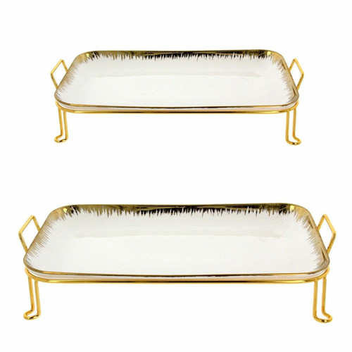 Golden platter serving tray - golden,