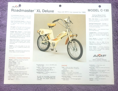 Vintage amf roadmaster moped - ,
