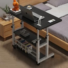 Mobile Over Bed Chair Table Hospital Overbed Height Adjustable Laptop Tray Stand