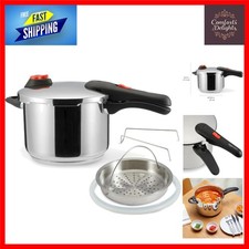 6L Stainless Steel Pressure Cooker with Steaming Function - Safe & Quiet