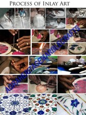 Marble Garden Outdoor Table Running Horse Design Rare Inlay Decor Hallway H4417