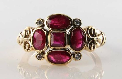 9ct gold ruby diamond - ruby,