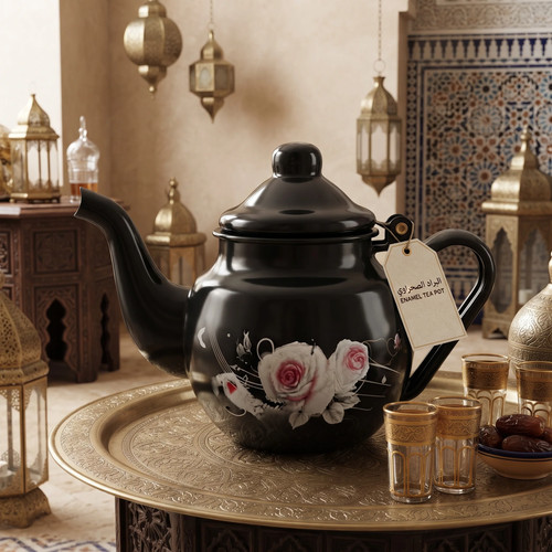 Moroccan enamel black sahraoui - enamel,