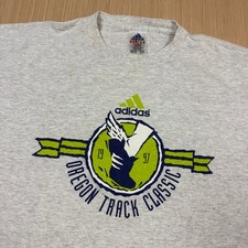Vintage 90s Adidas Oregon Track Classic T shirt Made USA men's XL marathon 1997