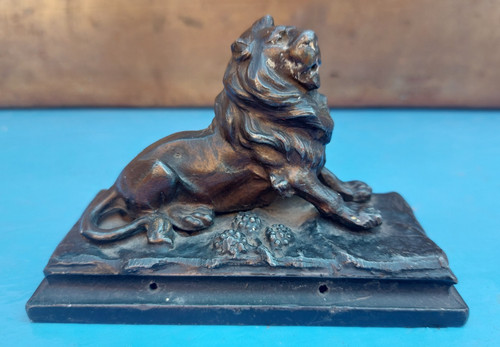 Vintage french cast metal lion - vintage,