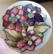 UNUSUAL MOORCROFT DOMED PLAQUE CLEMATIS DESIGN - LOVELY PIECE
