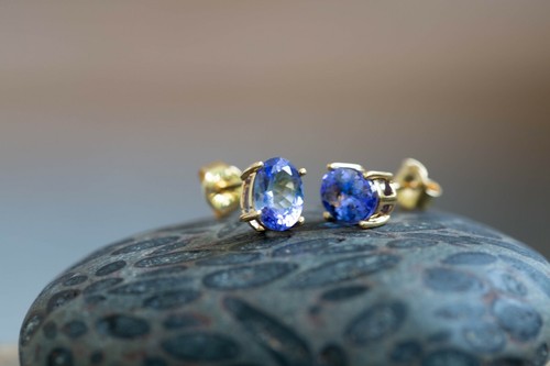 Aaa tanzanite18k gold earrings - gold,