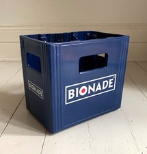 Vintage German Bionade Dark Blue Plastic Stackable Crate - 12 bottle holder