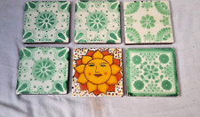 Mexican / Spanish Talavera style 4''x4'' glazed tile Coasters.