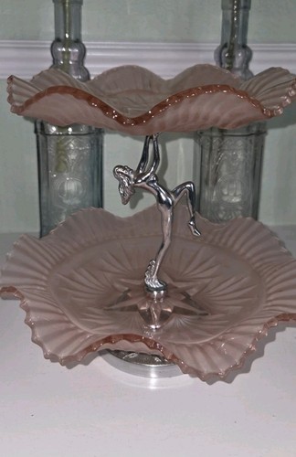Art deco pink frosted glass - pink,