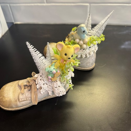 Vintage upcycled baby shoe - baby,