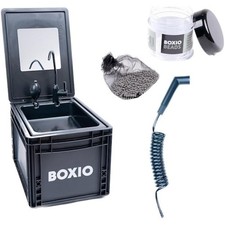 BOXIO - WASH Plus: Mobile Sink with Hand Pump, Shower Head, Mirror & Cleaning Be