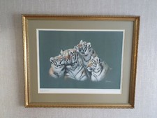 JOEL KIRK limited edtn print of four tigers No 539/850 48.5x65.5cm gold frame 