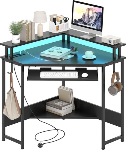 Corner desk with - with, charging