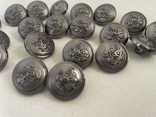 Vintage New Old Stock Military Style Plastic Metal Look Buttons X20