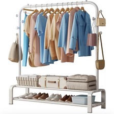 Clothes Rail, Free Standing Clothing rail with Hanging Rail、Shoe Storage & Hooks