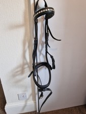 Full Size Black Indian Leather Bridle, NO reins , Used , Bling Browband