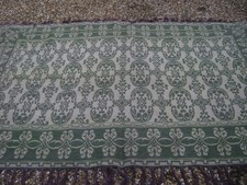 vintage 1970s WOVEN on a LOOM WOOL KILIM RUG REVERSIBLE 210x130cm green beige