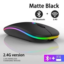 RGB LED Wireless Mouse Rechargeable Optical Silent Mice USB For PC Laptop UK