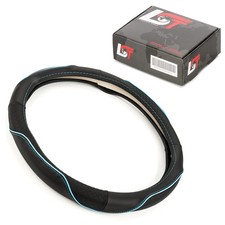 Steering Wheel Cover Ø 38X9 Cm 15X3.5 Inch Black Blue For FORD