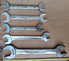 5 X Vintage Whitworth Open Ended  Spanners, Britool, Stahlwille, VBW, Roebuck