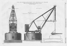 ARMSTRONG & CO Newcastle 160 Ton Hydraulic Crane Antique Engineering Print 1876