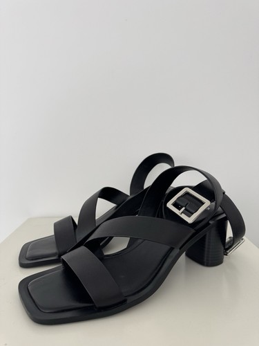 Brand new black leather zara - black,