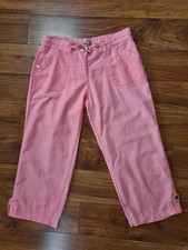Atmosphere Linen Blend Capri Trousers Size 8/10 Pink Pockets Very Good Cond