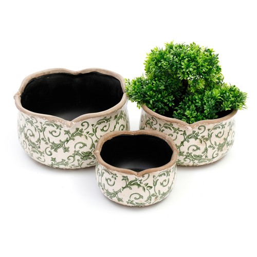 Vintage green cream ceramic - green,
