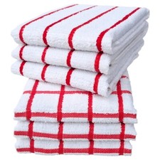 Terry Tea Towels Pack of 6 Absorbent 100% Cotton Soft Kitchen Towels 45 x 65 cm