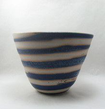 Sarah Butler & Martin Clark Blue Stripes B C Pottery Bowl, 12.8 cm (W)