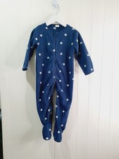 Next Boys Star Print Navy Zip Up Fleece Sleepsuit All In One 1.1/2-2 Years 