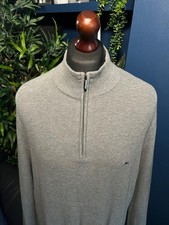Fynch Hatton 1/4 Zip Pullover Jumper Superfine Textured Cotton Grey Mens 2XL
