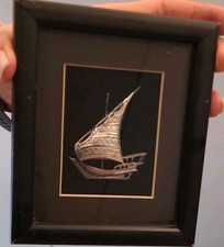 Silver 925 Wall Art mini boat saudi framed 