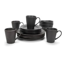 16pc Black Dinner Set, 4