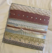 Vintage Style Photo Album -  Lilac & Silver Cloth Cover + Sequins & Frills - New