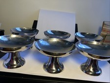 6 Vintage Metal Cocktail Glasses