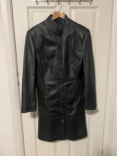 Black leather zipped coat - black,