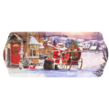 Santa Snow Scene Medium Size Sandwich Tray From The Leonardo Collection