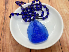 Beautiful Glass carved Buddha pendant or hanging car mirror ornament