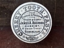 59575 Old Vintage Antique Printed Ironstone Tooth Paste Pot Lid Birmingham Radfo